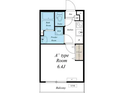 リブリ・道場北(1K/1階)の間取り写真