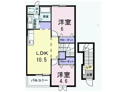 グリーン・ヒル C(2LDK/2階)の間取り写真