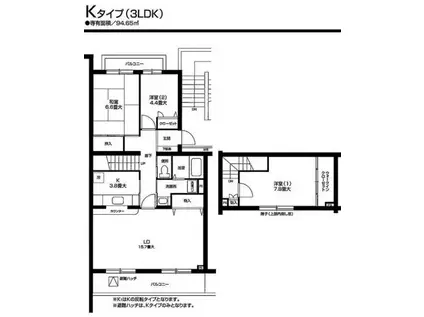 オクトス市ヶ尾3号棟(3LDK/3階)の間取り写真