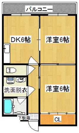 大産板付マンション(2DK/4階)の間取り写真