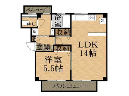 VIEW TERRACE売布 I(1LDK/1階)の間取り写真