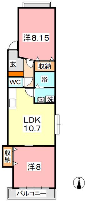 オアシス弐番館(2LDK/2階)の間取り写真