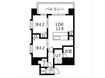 スプランディッド玉造(2LDK/9階)の間取り写真
