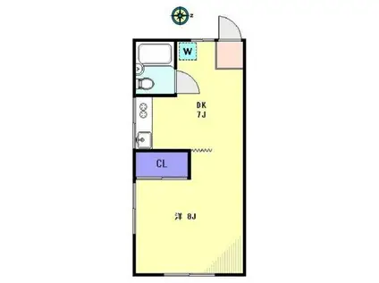 トモハウス(1DK/2階)の間取り写真