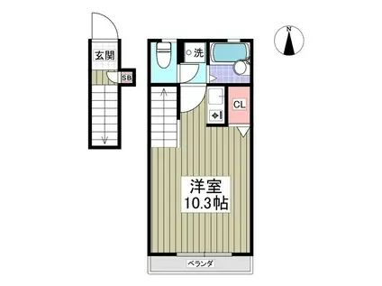 アムールチュラIII(ワンルーム/2階)の間取り写真