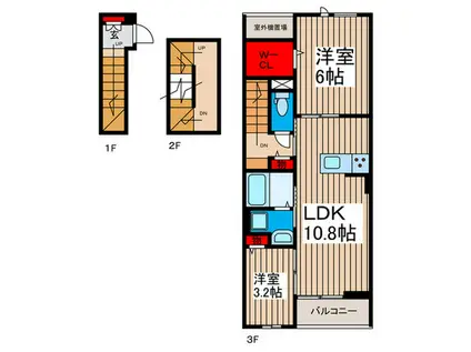 リシェール(2LDK/3階)の間取り写真