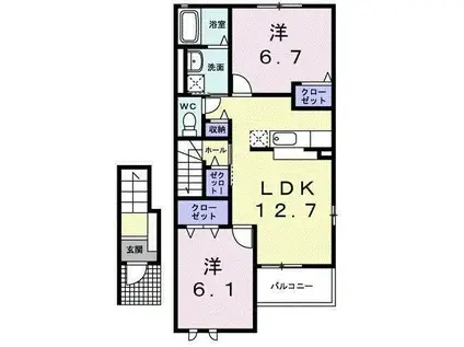 サニーフラット(2LDK/2階)の間取り写真