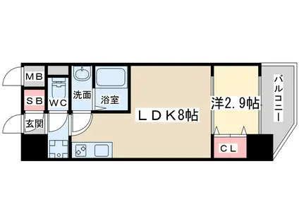プライムアーバン南森町(1LDK/7階)の間取り写真