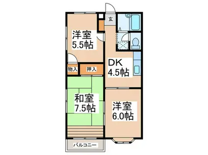 白山ファミリア(3DK/1階)の間取り写真