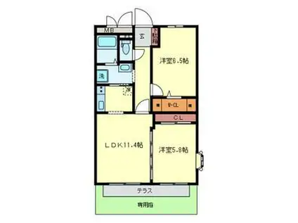 グランシャリオ(2LDK/1階)の間取り写真