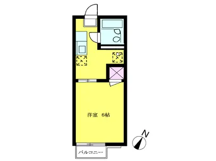 コーポレインボー(1K/2階)の間取り写真