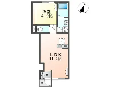 リバーヒルズ中庄(1LDK/1階)の間取り写真