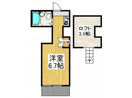 リベラル上福岡(ワンルーム/1階)の間取り写真