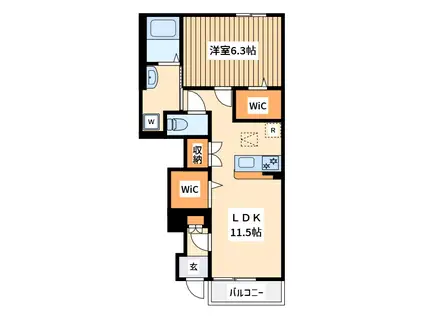 カキノキテラス(1LDK/1階)の間取り写真