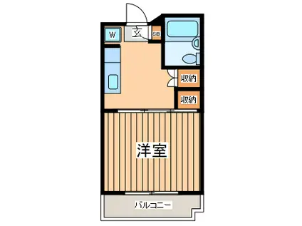 オレンジコート相模原(1K/4階)の間取り写真