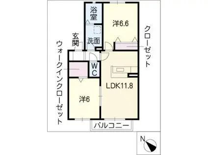 ふぁみーゆ御油(2LDK/2階)の間取り写真