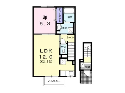 ヌールハリーフ プラム(1LDK/2階)の間取り写真