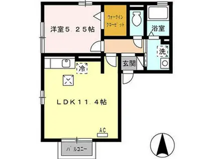 ルミエール(1LDK/1階)の間取り写真