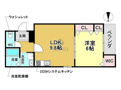 カサデチョコ(1LDK/3階)の間取り写真