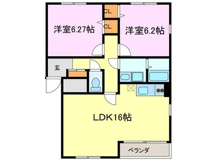 BE MINE(2LDK/2階)の間取り写真