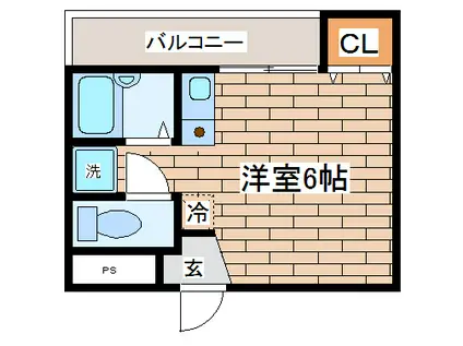 ベル板宿(ワンルーム/4階)の間取り写真