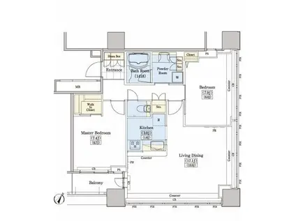 レジディアタワー上池袋タワー棟(2LDK/8階)の間取り写真