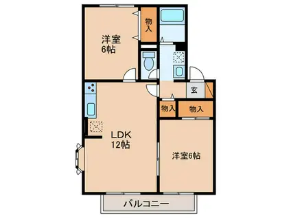 カッセル I(2LDK/2階)の間取り写真