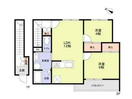 モデラート大崎(2LDK/2階)の間取り写真