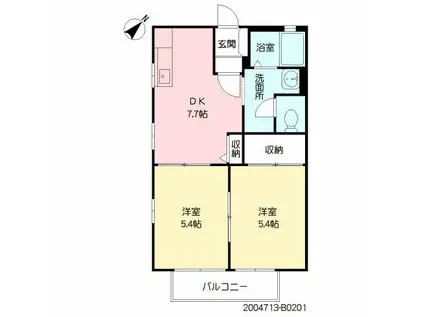 スターハイツ  B棟(2DK/2階)の間取り写真