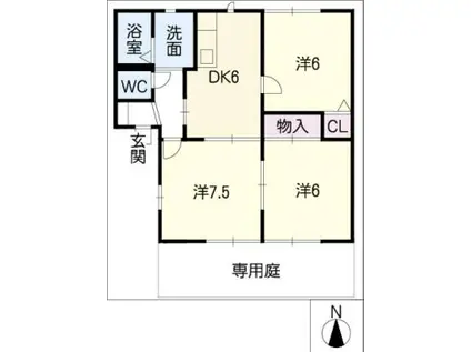 グローリアB(3DK/1階)の間取り写真