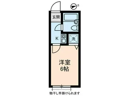 ヴェルディ下馬(1K/1階)の間取り写真