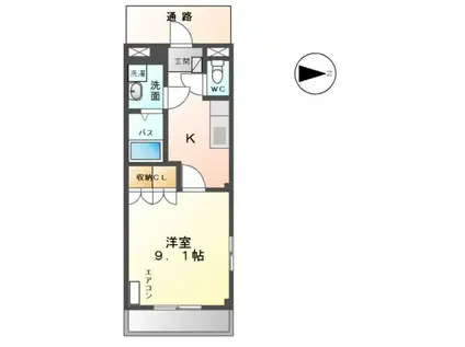 コスモステージ(1K/2階)の間取り写真