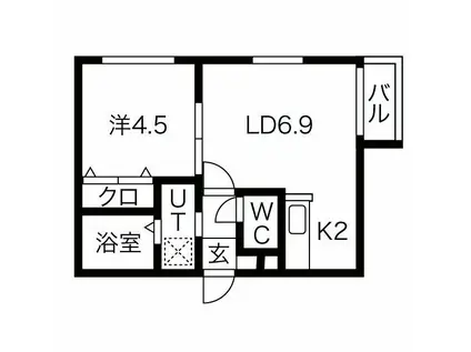 ルフト琴似(1LDK/2階)の間取り写真