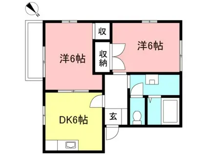 クローネ町田(2DK/1階)の間取り写真