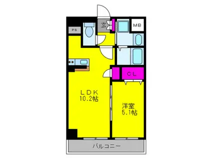 フェーリオ(1LDK/2階)の間取り写真