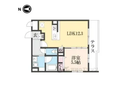 グランドール京都(1LDK/1階)の間取り写真