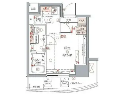 クレヴィスタ武蔵小山(ワンルーム/5階)の間取り写真