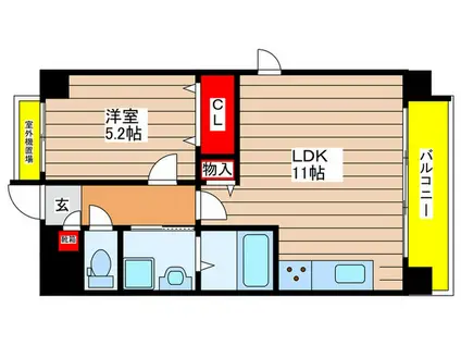 フレア原(1LDK/7階)の間取り写真