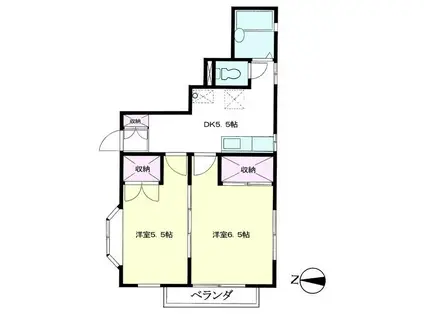 ヌーベルスター(2DK/2階)の間取り写真