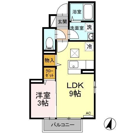 CASAフィオーレ(1LDK/1階)の間取り写真