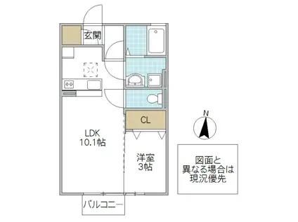 スカイブルー E(1LDK/2階)の間取り写真