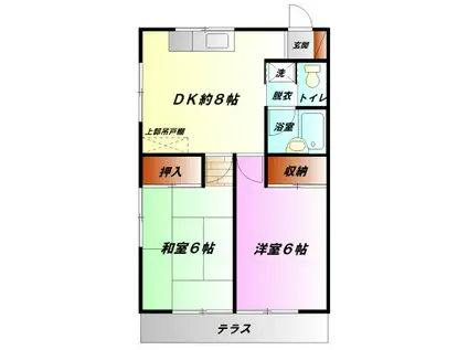 ローズガーデンA(2DK/1階)の間取り写真