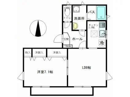 シャトークリスタル(1LDK/1階)の間取り写真