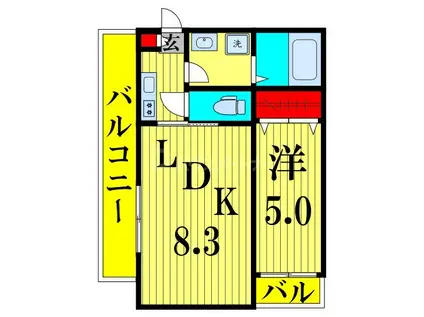 プラスドア北千住(1LDK/3階)の間取り写真