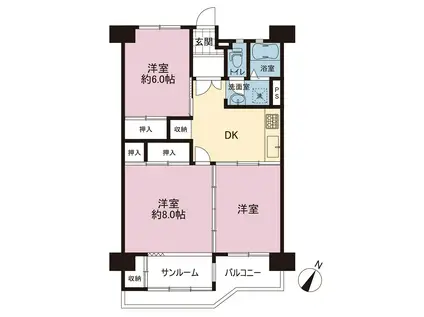野庭団地615-2(3DK/8階)の間取り写真