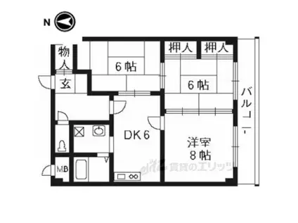 サンシティー槇島(2LDK/3階)の間取り写真