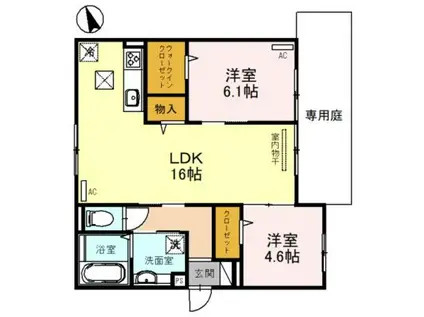 CLASHIST千躰(2LDK/1階)の間取り写真