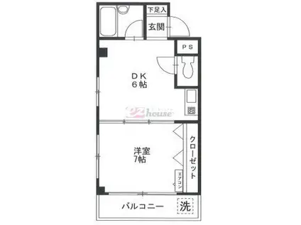 エトワール関(1DK/1階)の間取り写真