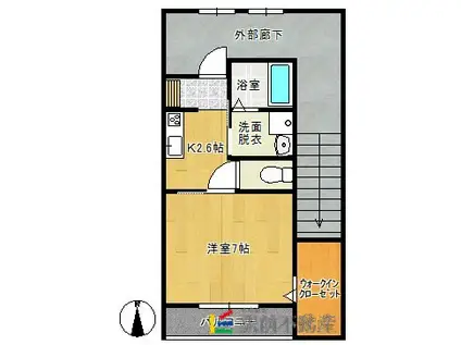 MICO(1K/2階)の間取り写真