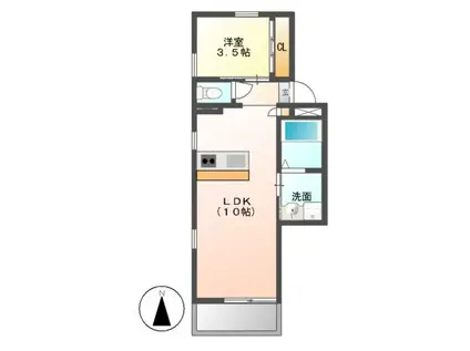 ウィル本山(1LDK/1階)の間取り写真